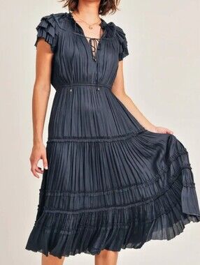 Reset By Jane Kianna Navy Pleated Dress